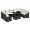 Zestaw Sof na Ogród z poduszką 10 pcs Czarny Rattan poli