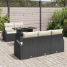 Zestaw Sof na Ogród z poduszką 6 pcs Czarny Rattan poli