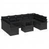 Zestaw Sof na Ogród z poduszką 10 pcs Czarny Rattan poli