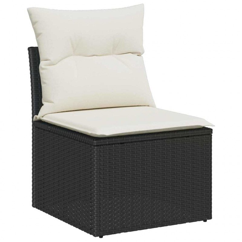 Zestaw Sof na Ogród z poduszką 6 pcs Czarny Rattan poli