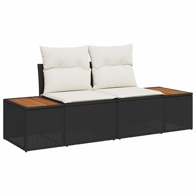 Zestaw Sof na Ogród 6 pcs Czarny i kremowy Technorattan