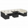 Zestaw Sof na Ogród z poduszką 11 pcs Czarny Rattan poli