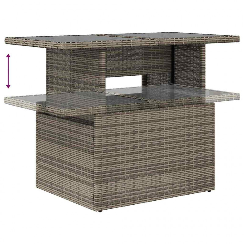Zestaw Sof na Ogród z poduszką 6 pcs Szary Rattan poli