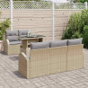 Zestaw Sof na Ogród z poduszką 6 pcs Beżowy Rattan poli