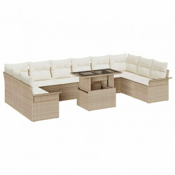 Zestaw Sof na Ogród z poduszką 11 pcs Beżowy Rattan poli