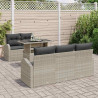 Zestaw Sof na Ogród z poduszką 6 pcs Jasnoszary Rattan poli