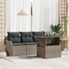 Zestaw Sof na Ogród z poduszką 5 pcs Szary Rattan poli