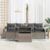 Zestaw Sof na Ogród z poduszką 5 pcs Szary Rattan poli