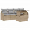 Zestaw Sof na Ogród z poduszką 5 pcs Beżowy Rattan poli