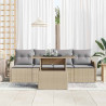 Zestaw Sof na Ogród z poduszką 5 pcs Beżowy Rattan poli