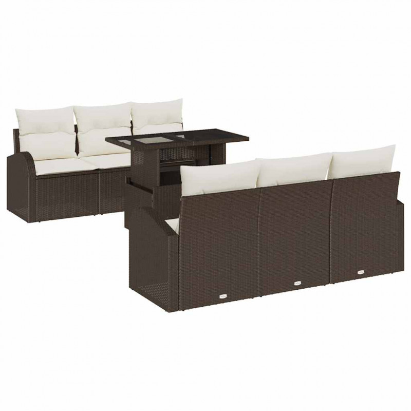Zestaw Sof na Ogród z poduszką 7 pcs Brązowy Rattan poli