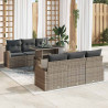 Zestaw Sof na Ogród z poduszką 7 pcs Szary Rattan poli