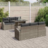 Zestaw Sof na Ogród z poduszką 7 pcs Szary Rattan poli