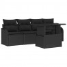 Zestaw Sof na Ogród z poduszką 5 pcs Czarny Rattan poli