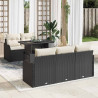 Zestaw Sof na Ogród z poduszką 6 pcs Czarny Rattan poli