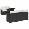 Zestaw Sof na Ogród z poduszką 6 pcs Czarny Rattan poli