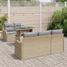 Zestaw Sof na Ogród z poduszką 6 pcs Beżowy Rattan poli