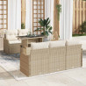 Zestaw Sof na Ogród z poduszką 6 pcs Beżowy Rattan poli