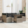 Zestaw Sof na Ogród z poduszką 7 pcs Szary Rattan poli