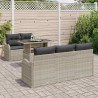 Zestaw Sof na Ogród z poduszką 6 pcs Jasnoszary Rattan poli