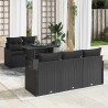 Zestaw Sof na Ogród z poduszką 6 pcs Czarny Rattan poli