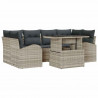 Zestaw Sof na Ogród z poduszką 7 pcs Jasnoszary Rattan poli