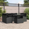 Zestaw Sof na Ogród z poduszką 7 pcs Czarny Rattan poli