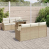 Zestaw Sof na Ogród 7 pcs Beżowy 100 x 55 x 73 cm Polirattan
