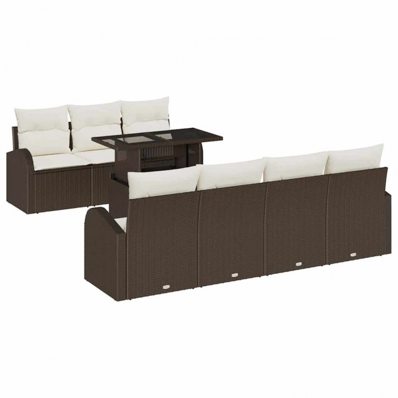 Zestaw Sof na Ogród z poduszką 8 pcs Brązowy Rattan poli