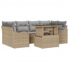 Zestaw Sof na Ogród z poduszką 7 pcs Beżowy Rattan poli