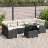 Zestaw Sof na Ogród z poduszką 8 pcs Czarny Rattan poli