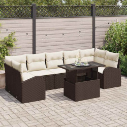 Zestaw Sof na Ogród z poduszką 8 pcs Brązowy Rattan poli