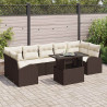 Zestaw Sof na Ogród z poduszką 8 pcs Brązowy Rattan poli
