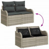 Zestaw Sof na Ogród z poduszką 7 pcs Jasnoszary Rattan poli