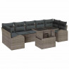 Zestaw Sof na Ogród z poduszką 8 pcs Szary Rattan poli