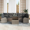 Zestaw Sof na Ogród z poduszką 8 pcs Szary Rattan poli