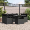 Zestaw Sof na Ogród z poduszką 7 pcs Czarny Rattan poli