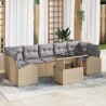 Zestaw Sof na Ogród z poduszką 8 pcs Beżowy Rattan poli