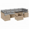 Zestaw Sof na Ogród z poduszką 8 pcs Beżowy Rattan poli