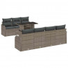 Zestaw Sof na Ogród z poduszką 8 pcs Szary Rattan poli