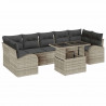 Zestaw Sof na Ogród z poduszką 8 pcs Jasnoszary Rattan poli