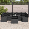 Zestaw Sof na Ogród z poduszką 8 pcs Czarny Rattan poli