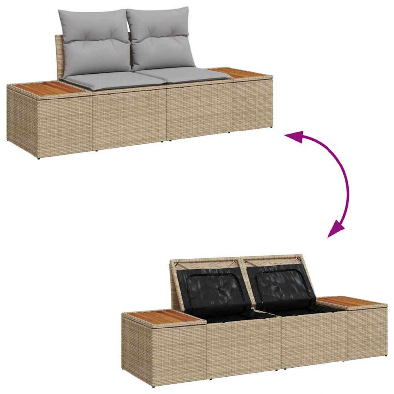 Zestaw Sof na Ogród 6 pcs Beżowy i jasnoszary Technorattan