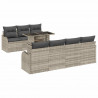 Zestaw Sof na Ogród z poduszką 8 pcs Jasnoszary Rattan poli