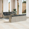 Zestaw Sof na Ogród z poduszką 9 pcs Jasnoszary Rattan poli