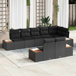 Zestaw Sof na Ogród z poduszką 8 pcs Czarny Technorattan