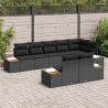 Zestaw Sof na Ogród z poduszką 8 pcs Czarny Technorattan