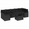 Zestaw Sof na Ogród z poduszką 8 pcs Czarny Polirattan