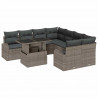 Zestaw Sof na Ogród z poduszką 9 pcs Szary Rattan poli