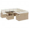 Zestaw Sof na Ogród z poduszką 9 pcs Beżowy Rattan poli